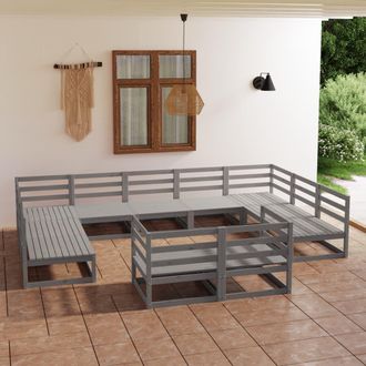 vidaXL Juego De Muebles De Jard&iacute;n 11 Piezas Madera Maciza De Pino Vidaxl