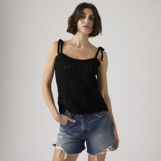 Levi's Abbey Tie Shoulder Sweater Tank Top - Womens - XS - Black