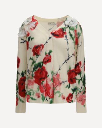 Blumarine Wool and cashmere Sweater with applied roses Female S