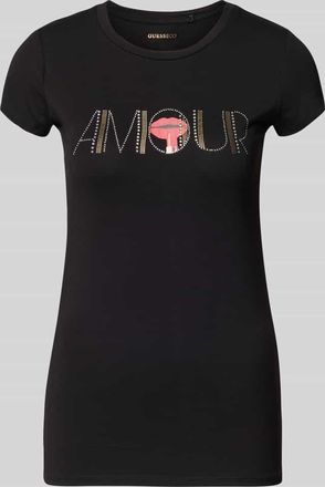 Guess T-Shirt mit Ziersteinbesatz in Black, Größe XL