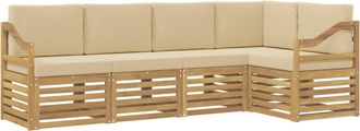 vidaXL Conjunto De Sof&aacute;s De Exterior 5 Uds. Y Beige Poli&eacute;ster Vidaxl