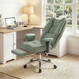 HOMCOM Executive Office Chair, Reclining Desk Chair with Footrest, Green