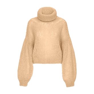 Americandreams Pepper Cropped Roll Neck Alpaca Pullover - Dames - Coltruien - Beige - ONE Size - Wol - Truien & Vesten