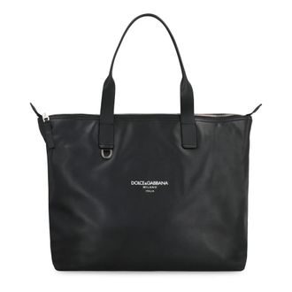 Dolce & Gabbana Media gladleren tas - Heren - Shoppers - Zwart - ONE Size - Leer - Tassen