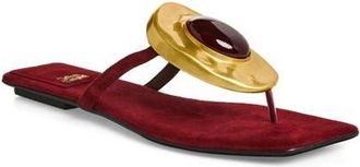 Jeffrey Campbell Bazaar Flip Flop in Wine Suede Combo at Nordstrom, Size 6.5