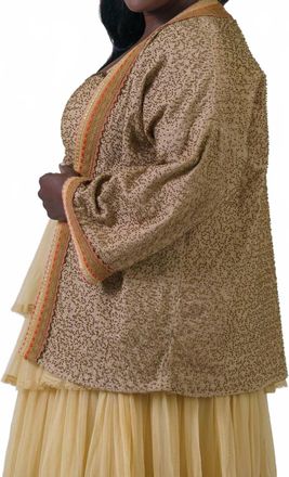 Bl^nk London Bleona Long Sleeve Coverup - Plus In Warm Beige