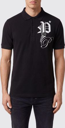 Philipp Plein Polo in cotone con logo monogram e chiusura a tre bottoni