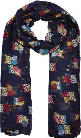 World of Shawls Ladies Womens Owl on Branch Print Scarf Wraps Shawl Maxi Soft Scarves (Navy Blue)