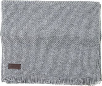 Canali Diagonaal Print Wollen Sjaal met Franje - Heren - Wintersjaals - Grijs - ONE Size - Wol - Accessoires