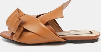 N&deg;21 N&ordm;21 Tan Knot Flat Slide Mules