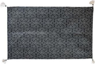 Foreside Home And Garden 2x3 Boho Black Abstract Floral Geometric Tassel Rug at Nordstrom, Size Medium