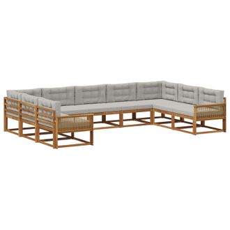 vidaXL Set Di Divani Da Esterno 9 Pz Naturale E Grigio Chiaro Vidaxl