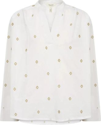 Part Two Witte Gold Embroidery Natalepw Blouse - Dames - Blouses - Wit - 2XL - Katoen - Overhemden