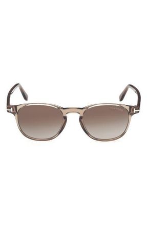 Tom Ford Holt 50mm Gradient Round Sunglasses in Beige /Smoke /Green Lens at Nordstrom