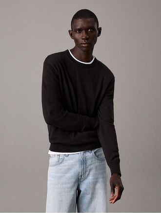 Calvin Klein Mens Supima Cotton Classic Sweater - Black - S