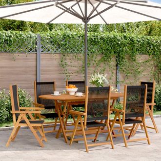 vidaXL Vidaxl - Sillas De Jard&iacute;n Reclinables 6 Uds Madera Maciza Acacia Negro