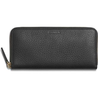 Shinola Continental Pebble Leather Zip Wallet in Black at Nordstrom