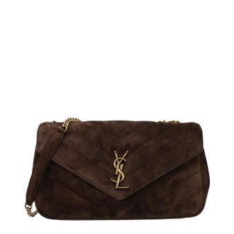 Saint Laurent Loulou Donnas Borsa A Tracolla Pelle Scamosciata Marrone/Caff&egrave;