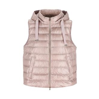 Herno Vests, female, Pink, Size: XL Quilted Hooded Vest