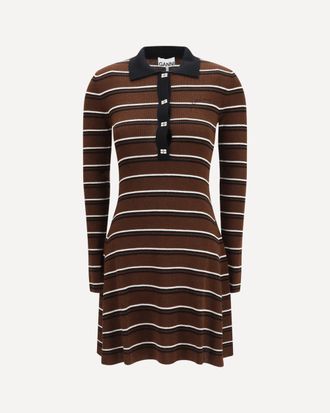 Ganni Striped wool polo Dress Female XS