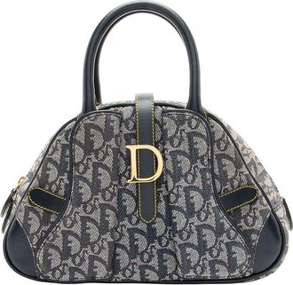 Dior Blue Canvas Diorissimo Saddle Bowler Bag (Authentic Pre-Loved)