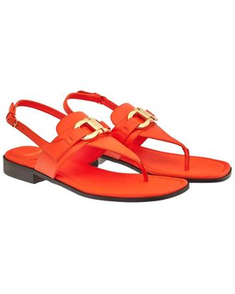 Ferragamo Gancini Leather Flat Sandal