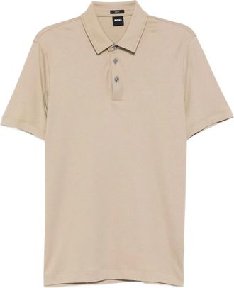 BOSS Polo con logo goffrato - Toni neutri