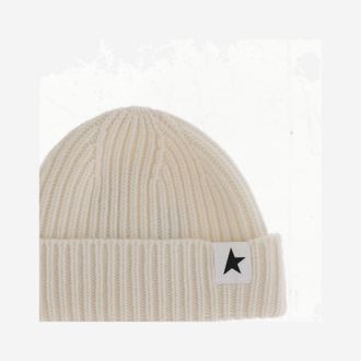 Golden Goose Unisex Wool Cap With Logo White Hat