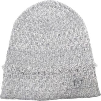 Chanel Pre-owned Coco Mark Cashmere Gebreide Muts - Heren - Vintage Accessoires - Grijs - ONE Size - Vintage