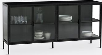 La Redoute Interieurs Buffetkast in metaal met vitrine, 4 deuren, Harlem