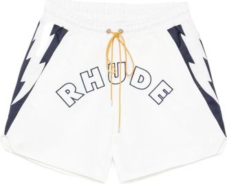 Rhude Logo Lightning Shorts - Heren - Bermuda - Wit - M - Polyester - Korte Broeken