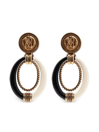 Roberto Cavalli statement drop earrings - women - Brass/Enamel - One Size - Gold
