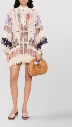 Zimmermann cotton lace-trim belted mini dress