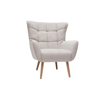 Miliboo Miliboo - Sill&oacute;n N&oacute;rdico Efecto Terciopelo Beige Y Madera Avery