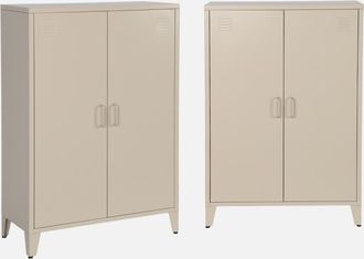 Sweeek C&oacute;moda/armario De Metal De 2 Puertas, Set De 2