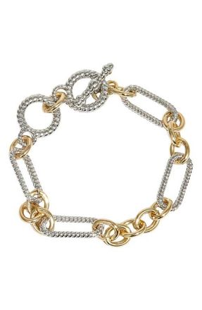 The M Jewelers NY Two Tone Ribbed Link Bracelet in Gold/Silver at Nordstrom