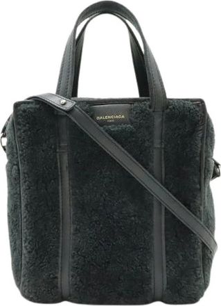 Balenciaga Pre-owned Bazaar Shopper XS Leren Shearling 2way Tas - Dames - Vintage Mini Tas - Zwart - ONE Size - Leer - Vintage