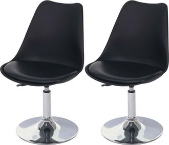 Hhg Nunca Usado] Juego De 2 Sillas Giratorias Malm&ouml; T501, Silla De Cocina, Altura Regulable, Polipiel, Negro, Base Cromada