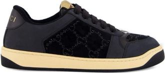 Gucci GG Crystal Screener Sneaker - Dames - Sneakers - Zwart - 38 EU - Leer - Schoenen