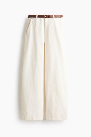 H&M Weite Twillhose mit G&uuml;rtel - Weiss