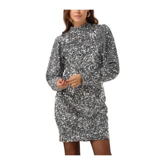 Notre-V Kleedjes, Dames, Grijs, XS, Pailletten, Zilveren Mini Jurk met Pailletten