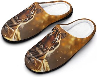 Generic Tiger Autumn Sunset Fashion Cotton Slippers for Women Memory Foam House Slippers Non-Slip House Bedroom Shoes