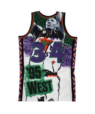 Mitchell & Ness Mens Hakeen Olajuwon 34 1995-96 West NBA All Star Swingman Jersey - White - Size Large