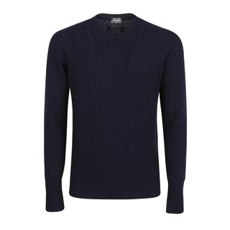 Drumohr V-neck Knitwear, male, Blue, 2XL, Crew Neck Jumper