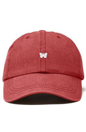 Dalix Lil Butterfly Dad Cap in Washed Red at Nordstrom