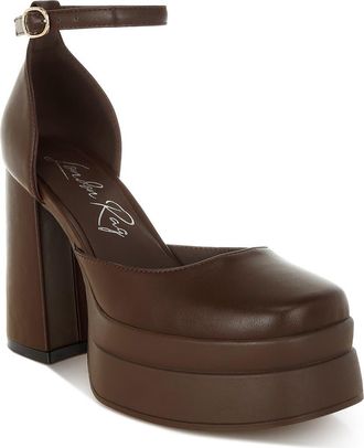 London Rag Araminta Block Heel Platform Pump in Brown at Nordstrom Rack, Size 8.5