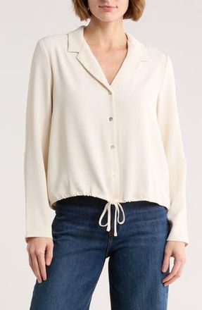 Melloday Long Sleeve Drawstring Hem Button-Up Shirt in Bone at Nordstrom Rack, Size X-Small