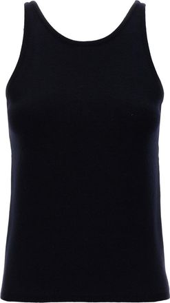 Max Mara Navy Blue Solid Round Neck Top