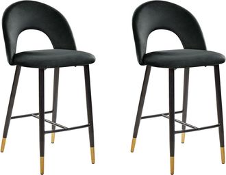 Beliani Conjunto de 2 sillas de bar terciopelo negro
