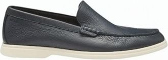 BOSS Blue Grained Leather Loafers